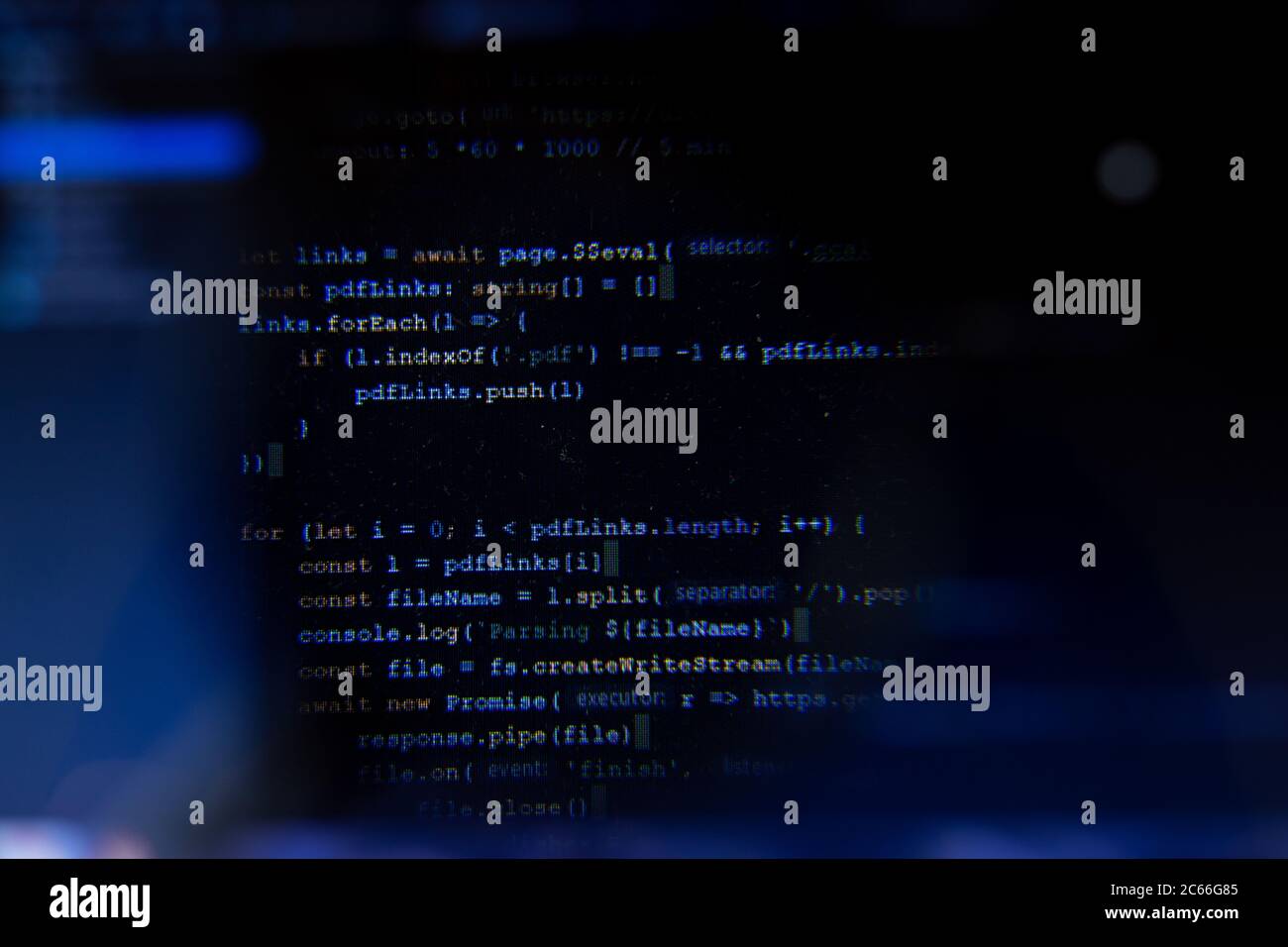 Programmiercode auf dem Bildschirm Nahaufnahme Stockfoto