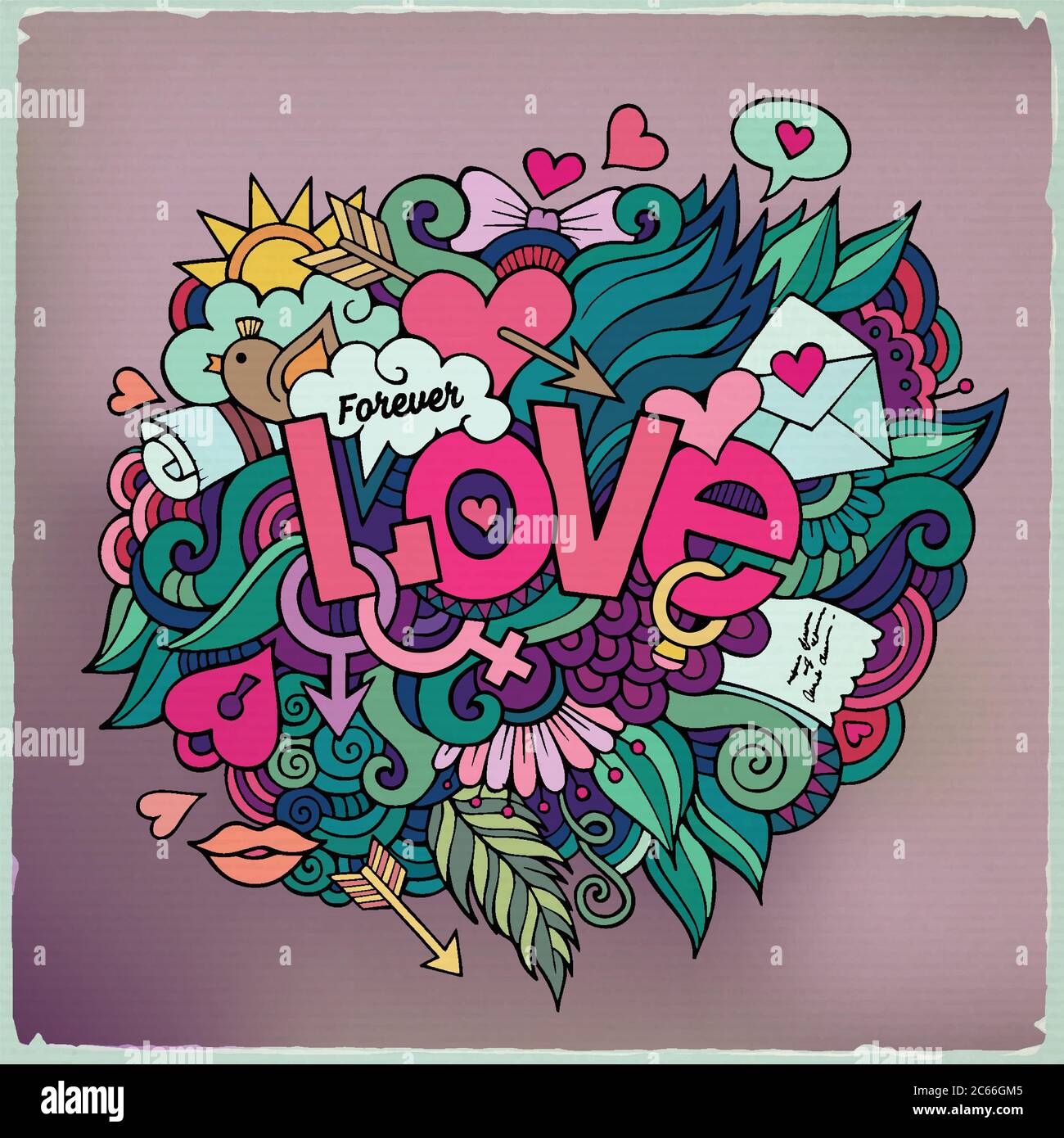 Liebe Hand-Schriftzug und Kritzelemente Stock Vektor