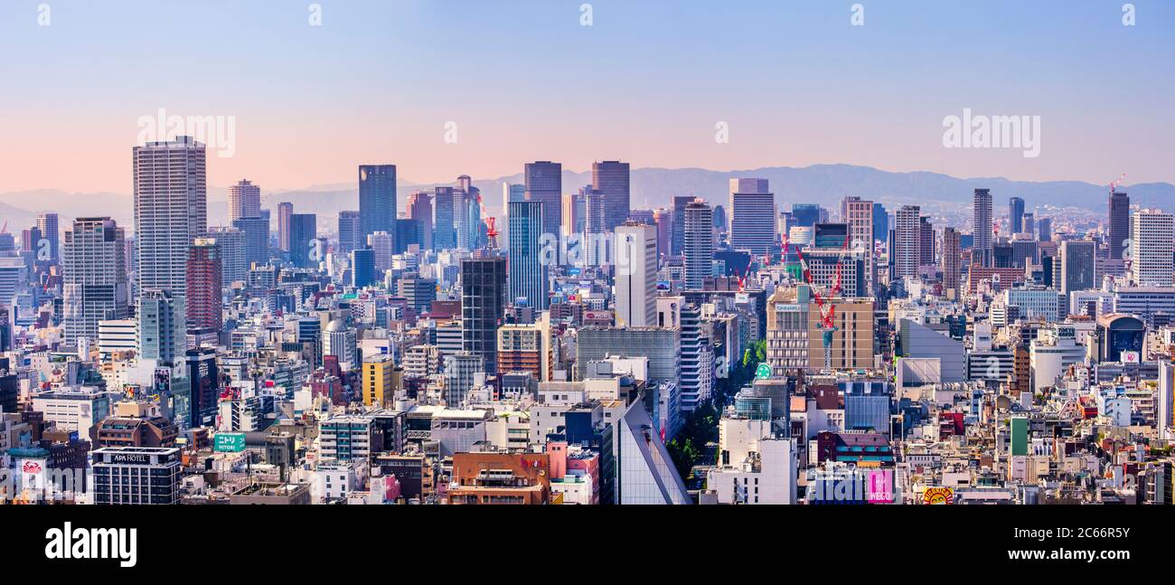 Japan, Osaka City, Namba Bereich Skyline Stockfoto