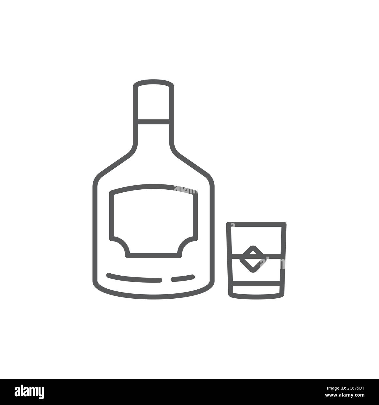 Whiskey Flasche und Glas Vektor Symbol Alkohol isoliert auf weißem Hintergrund Stock Vektor