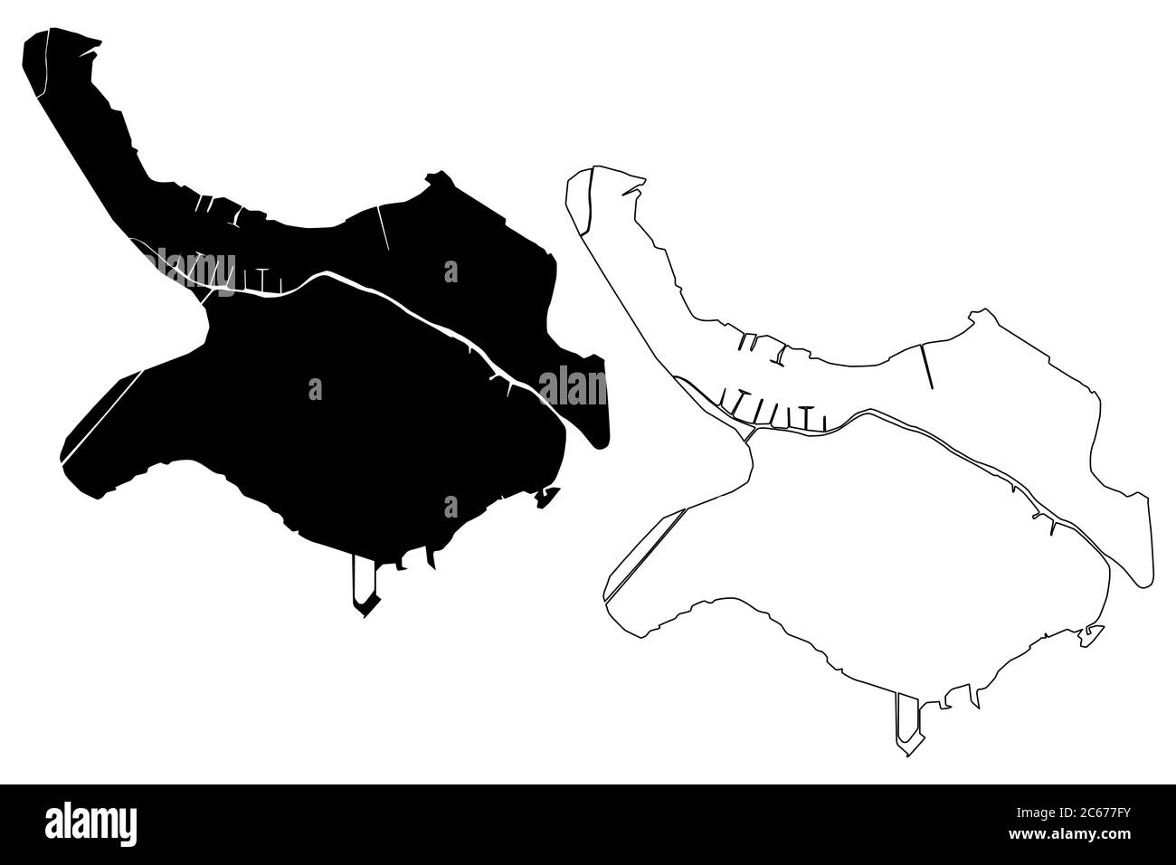 Belize City (Belize) Kartenvektorillustration, Skizze Stadt Belize Karte Stock Vektor