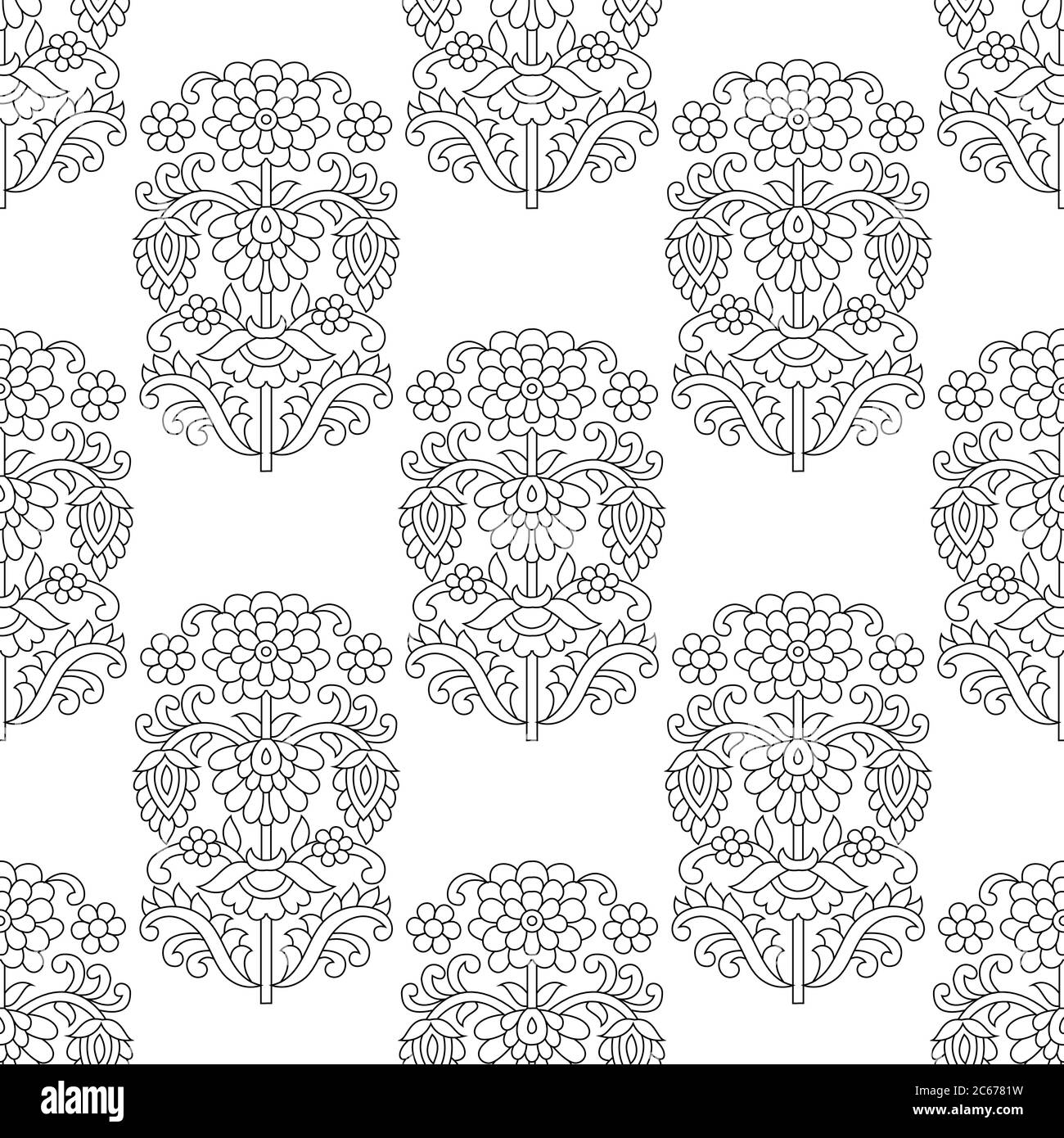 . Paisley Blume Design Muster auf Linie Stock Vektor