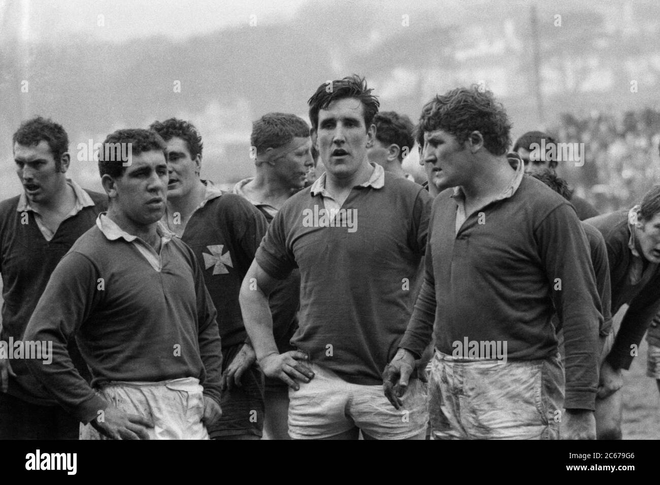 Llanelli RFC vorne Norman Gale, Delme Thomas und Brian Butler in einem Lineout in einem Spiel gegen Neath RFC Stockfoto