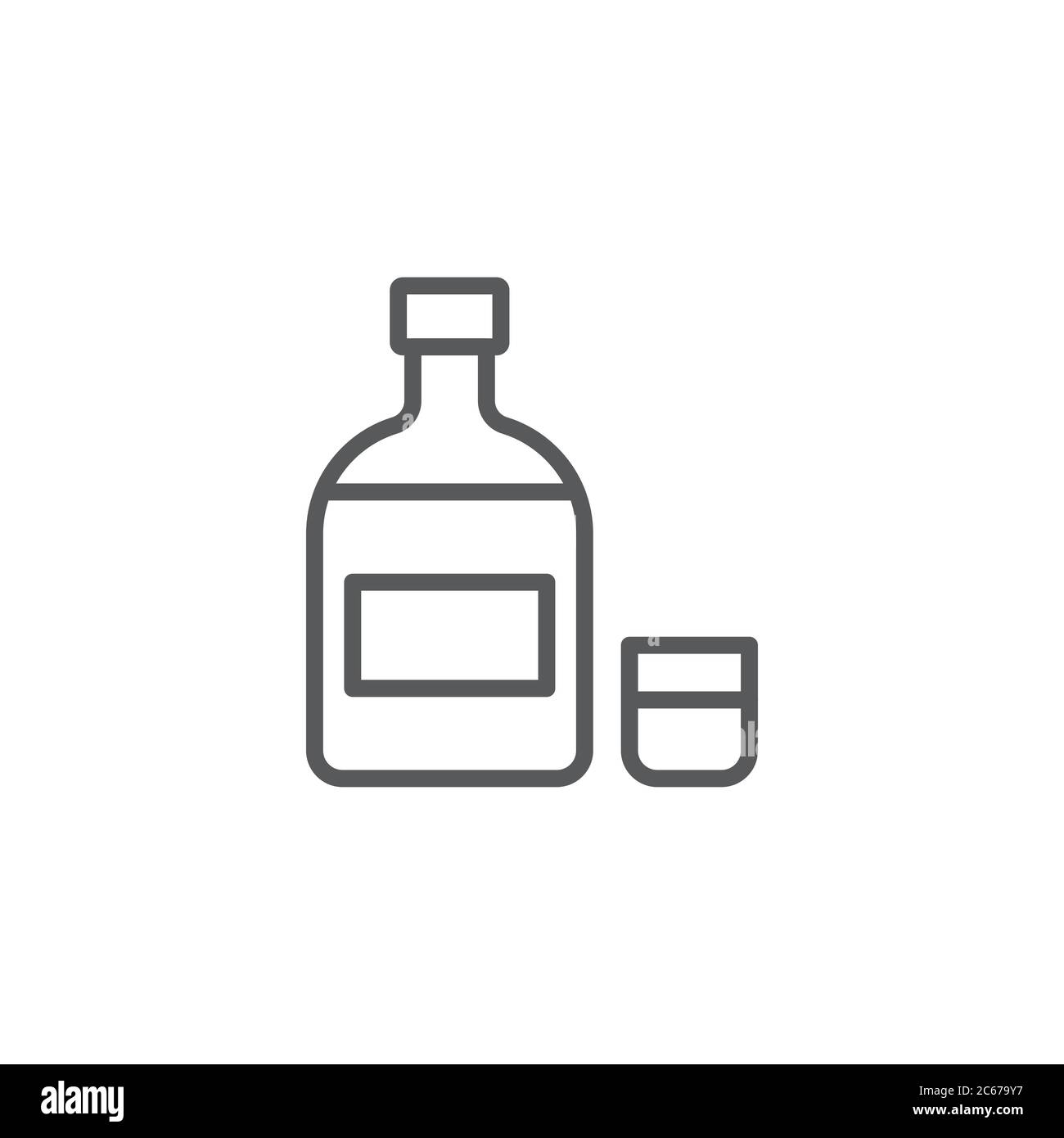 Whiskey Flasche und Glas Vektor Symbol Alkohol isoliert auf weißem Hintergrund Stock Vektor