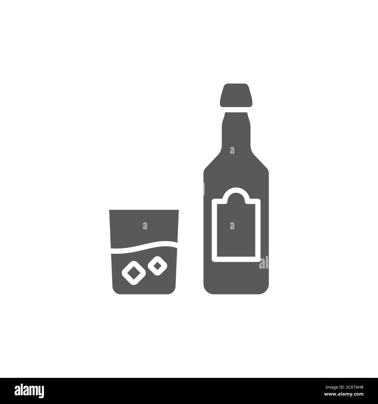 Whiskey Flasche und Glas Vektor Symbol Alkohol isoliert auf weißem Hintergrund Stock Vektor