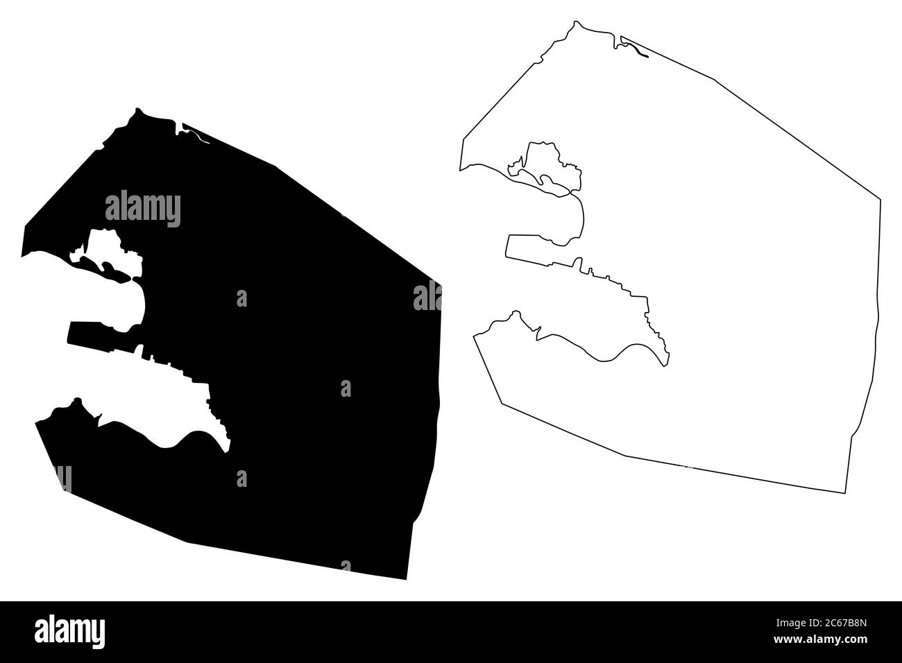 St. Johns City (Antigua und Barbuda, Antigua Insel) Karte Vektor Illustration, Skizze Stadt St. John's Karte Stock Vektor