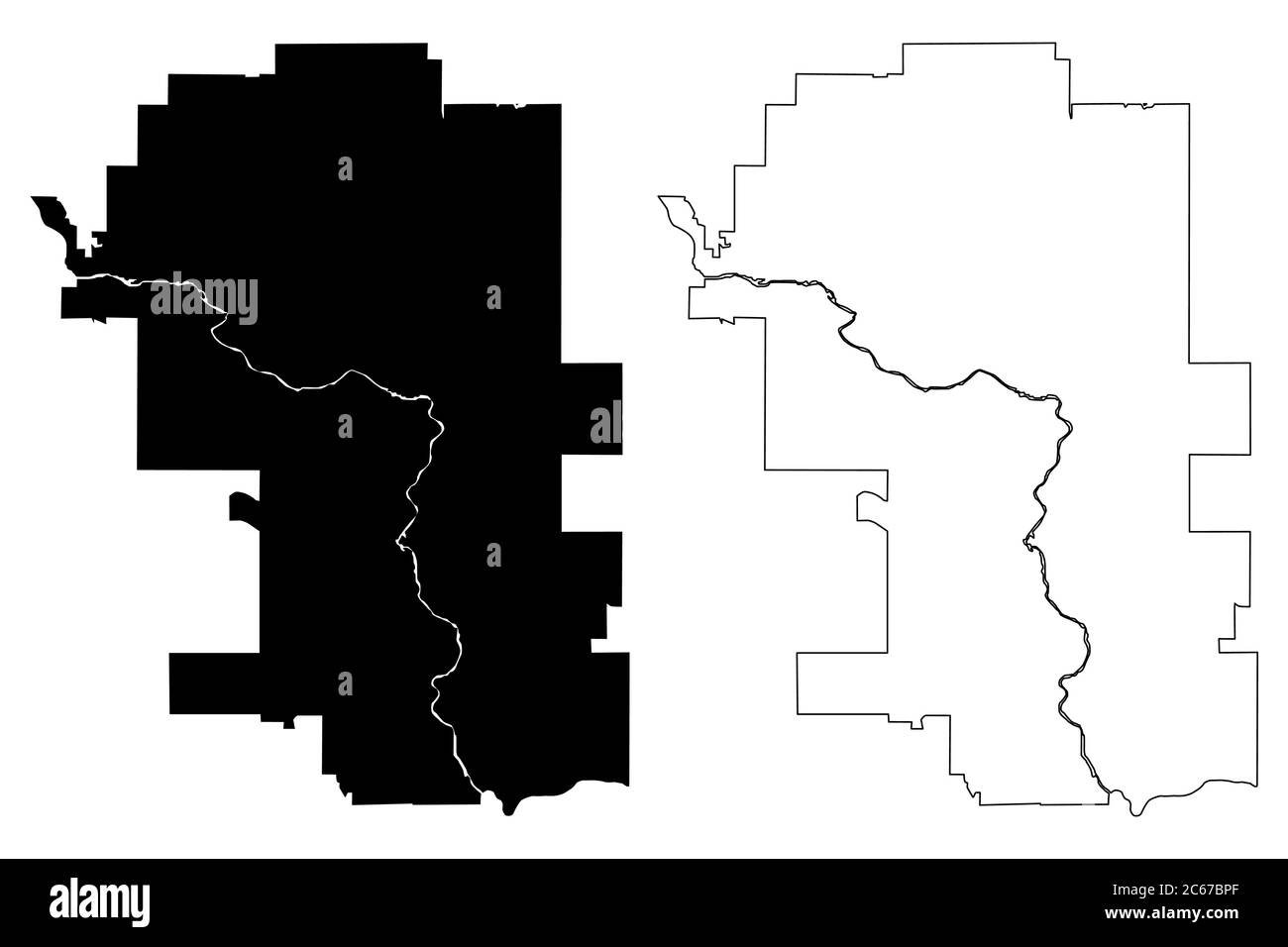Calgary City (Kanada, Alberta Provinz) Kartenvektordarstellung, Skizze Stadt von Calgary Karte Stock Vektor