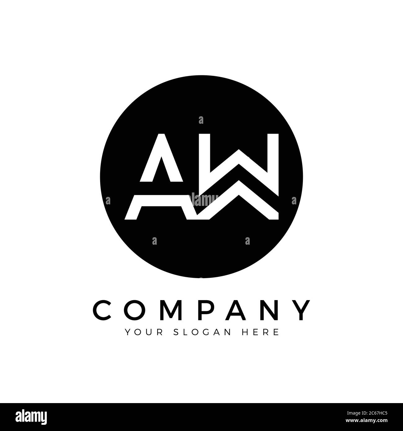 AW Logo Design Business Typography Vektor-Vorlage. Vorlage für das AW-Logo für Creative Linked Letter. AW-Schriftartlogo Stock Vektor