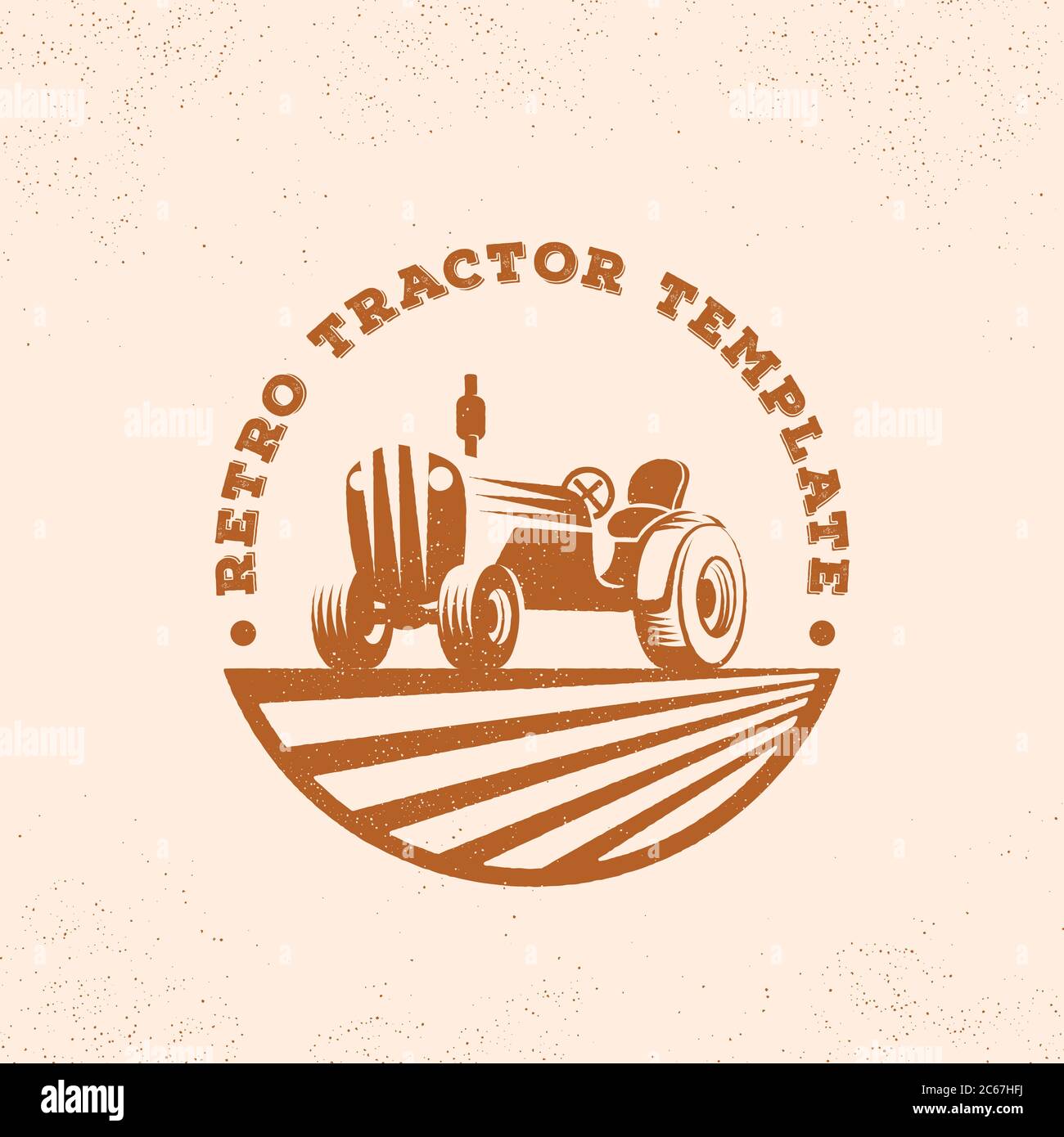 Retro Traktor Silhouette Vektor Logo oder Emblem Vorlage. Vintage Farm Schild mit Typographie. Stock Vektor