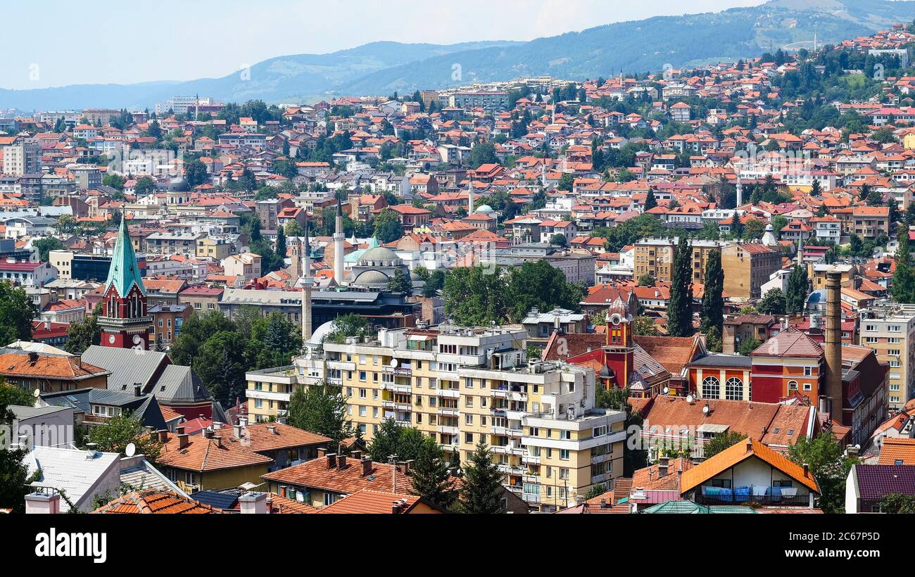 Blick auf Sarajevo, Bosnien und Herzegowina Stockfoto