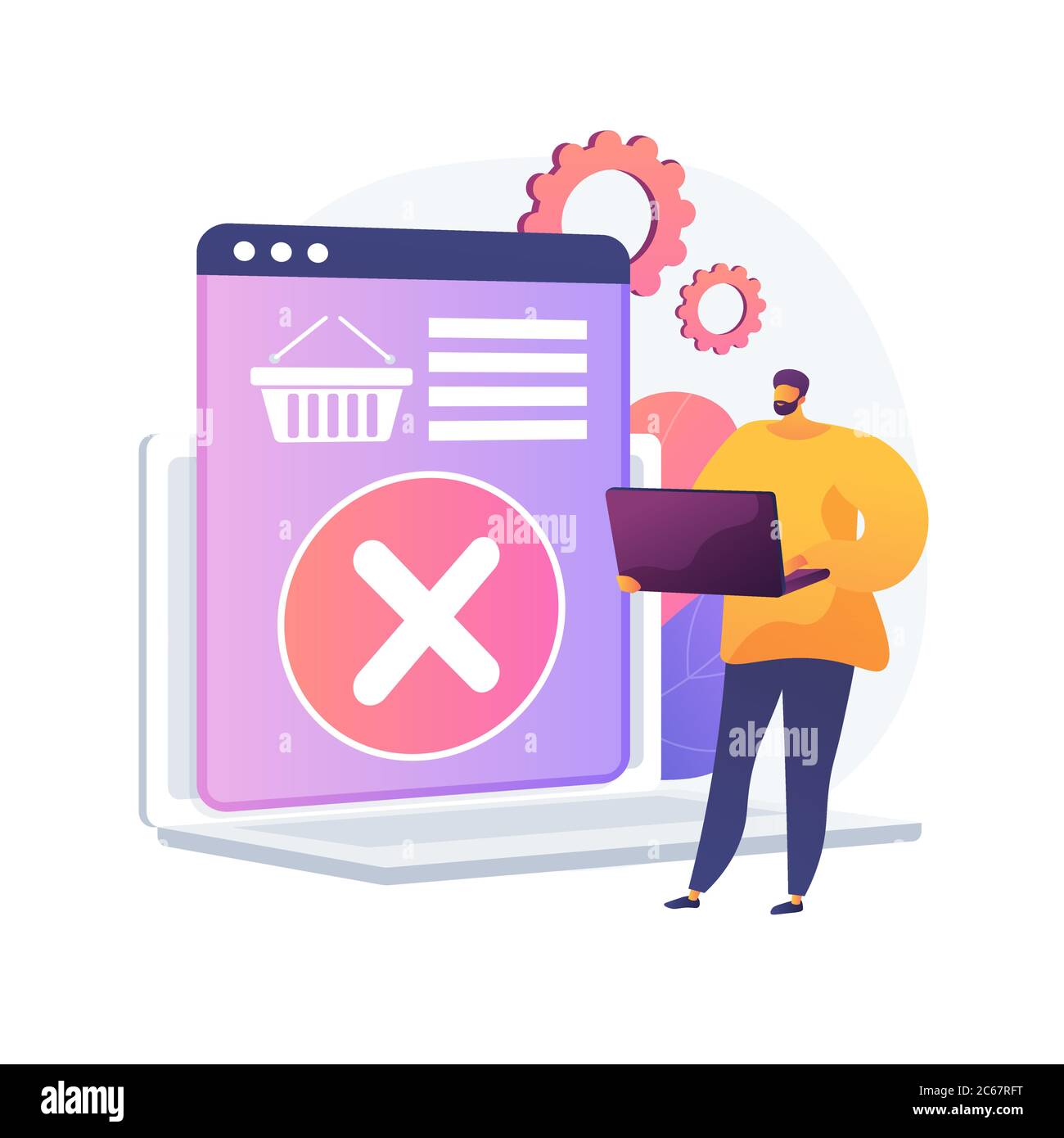 Entfernen von Waren aus Korb Vektor-Konzept Metapher. Stock Vektor