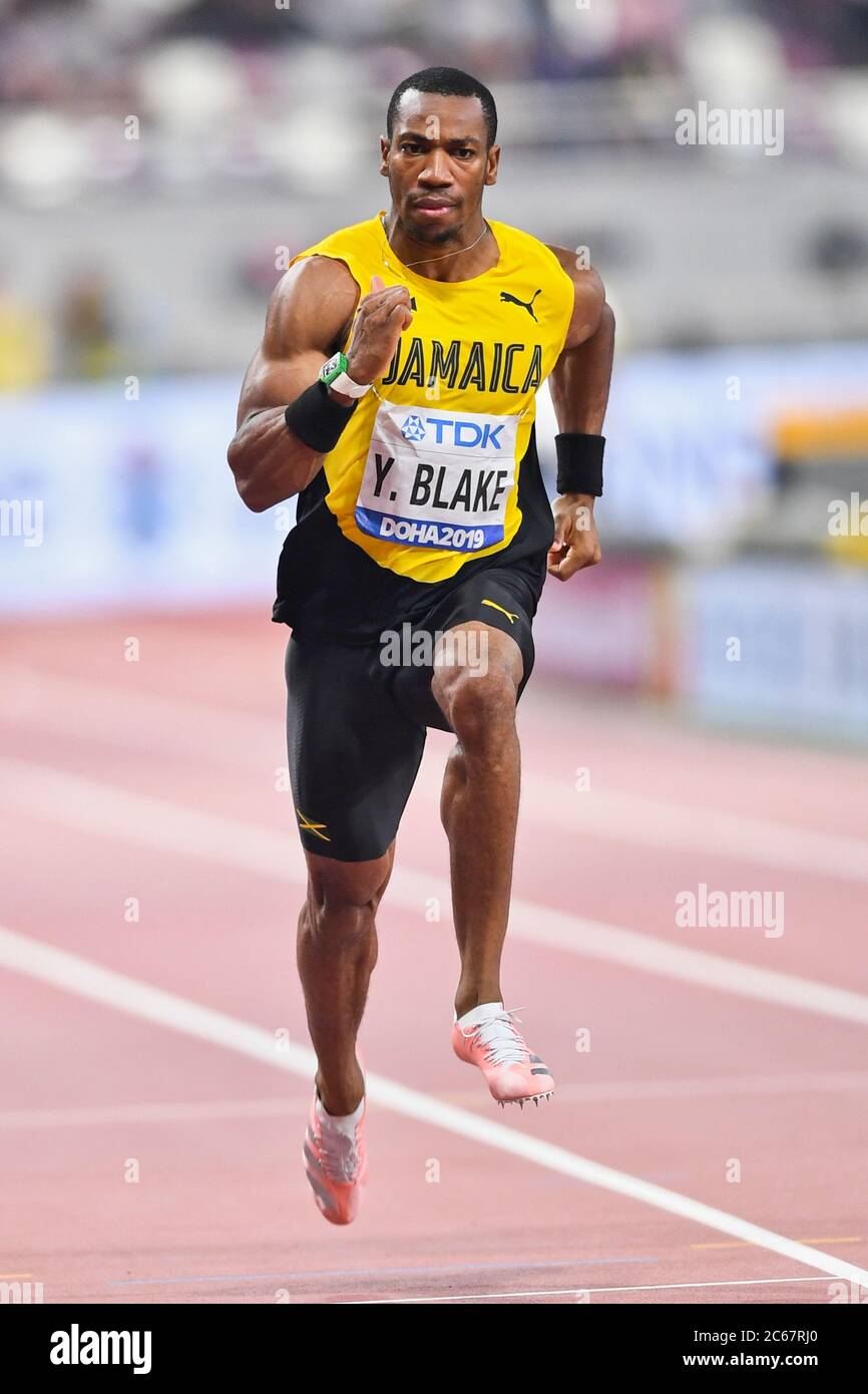 Yohan Blake (Jamaika). 100 Meter Männer, Halbfinale. Leichtathletik-Weltmeisterschaften der IAAF, Doha 2019 Stockfoto