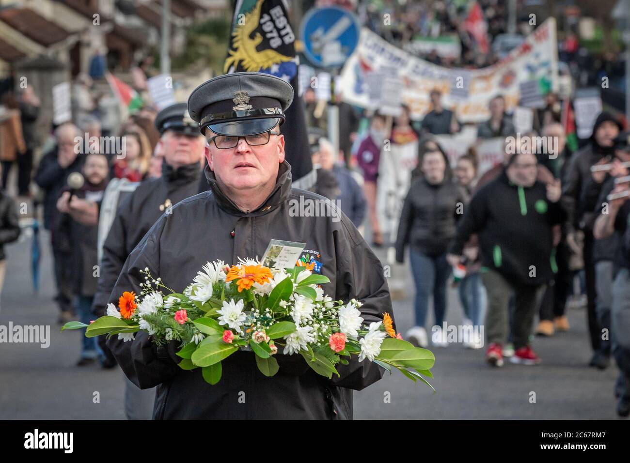 märz für Gerechtigkeit in Londonderry (Derry) zum Jahrestag der Tötungen am Blutigen Sonntag. Stockfoto