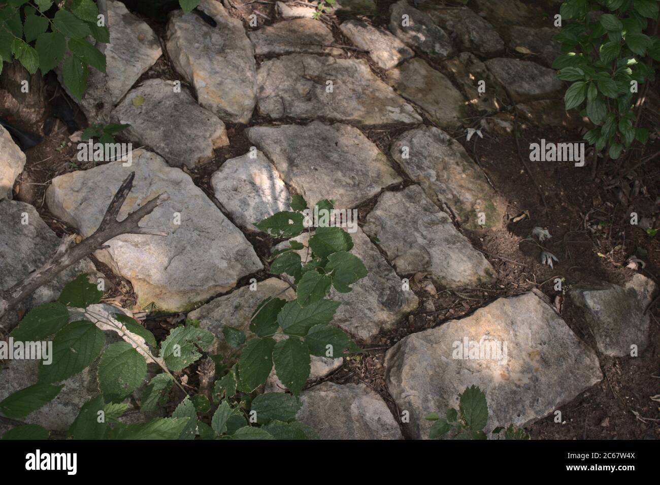 Steine, die einen Hügel bedecken Stockfoto