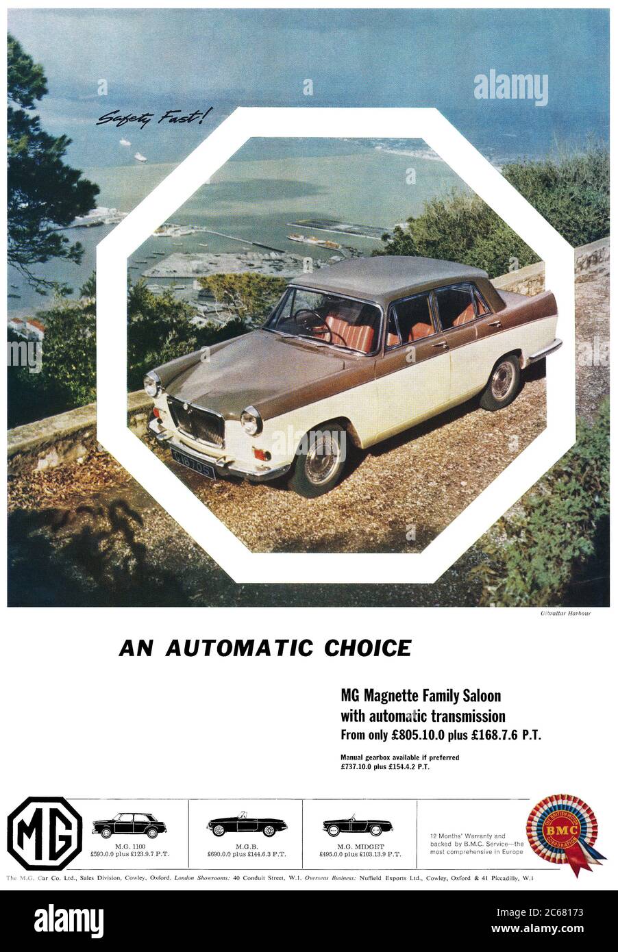 1963 Britische Werbung für den MG Magnette Motorwagen. Stockfoto