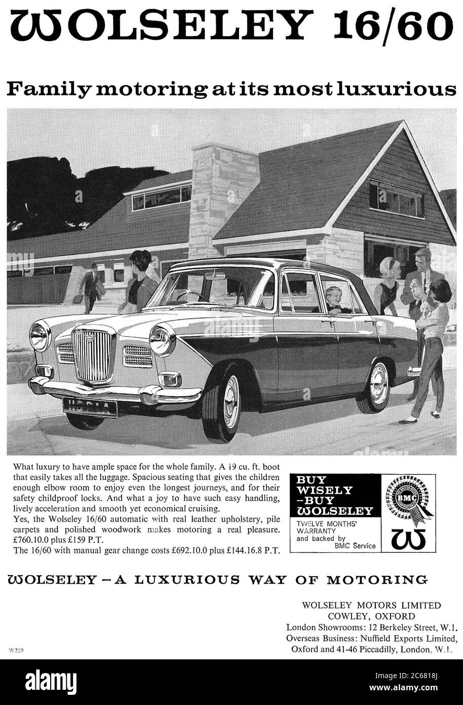 1964 Britische Werbung für den Wolseley 16/60. Stockfoto