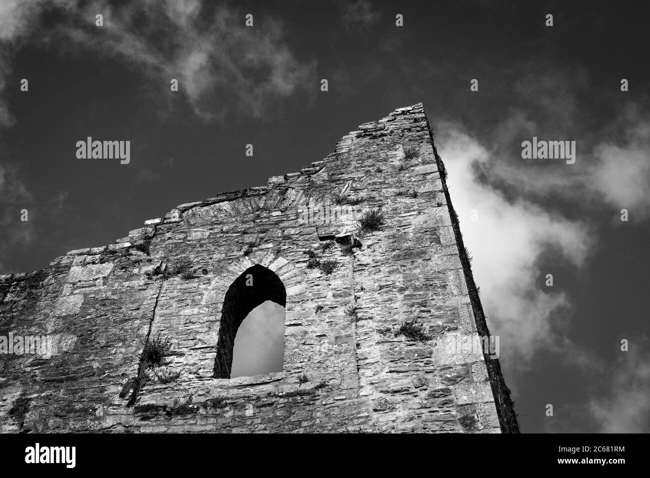 Nahaufnahme der Maynooth Castle Ruin, Maynooth, County Kildare, Irland Stockfoto