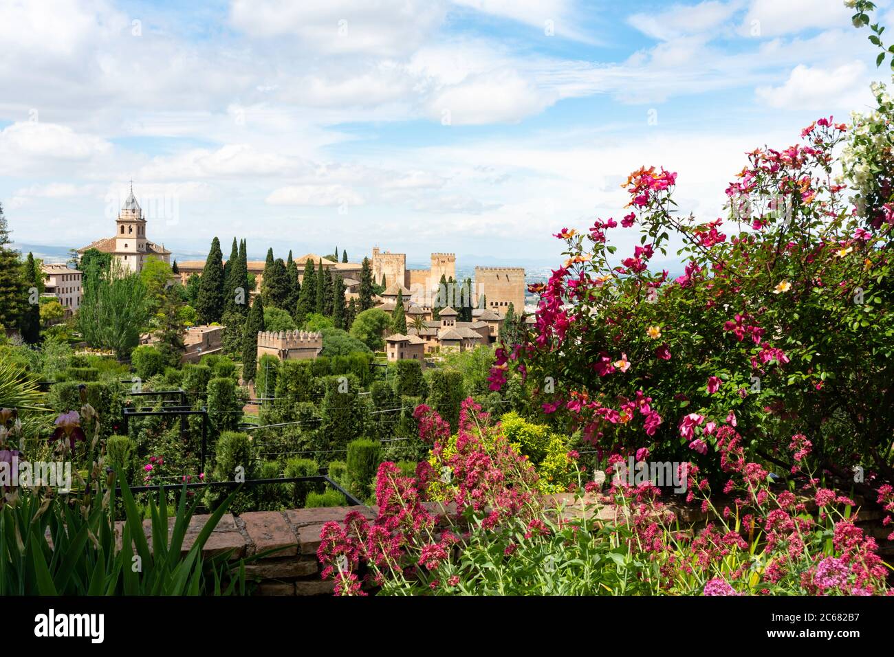 Alhambra Palast aus dem Generalife - Granada, Spanien Stockfoto