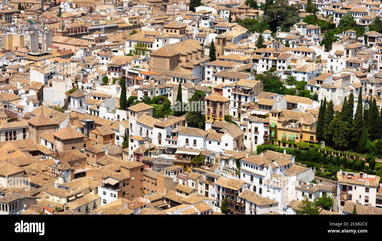 Blick auf Albaicín von der Alcazaba - Granada, Spanien Stockfoto