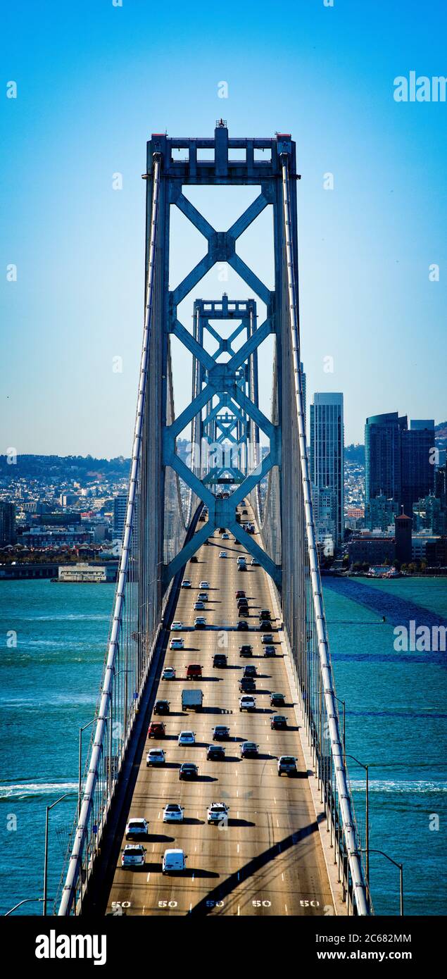 Bay Bridge von Treasure Island, San Francisco, Kalifornien, USA Stockfoto