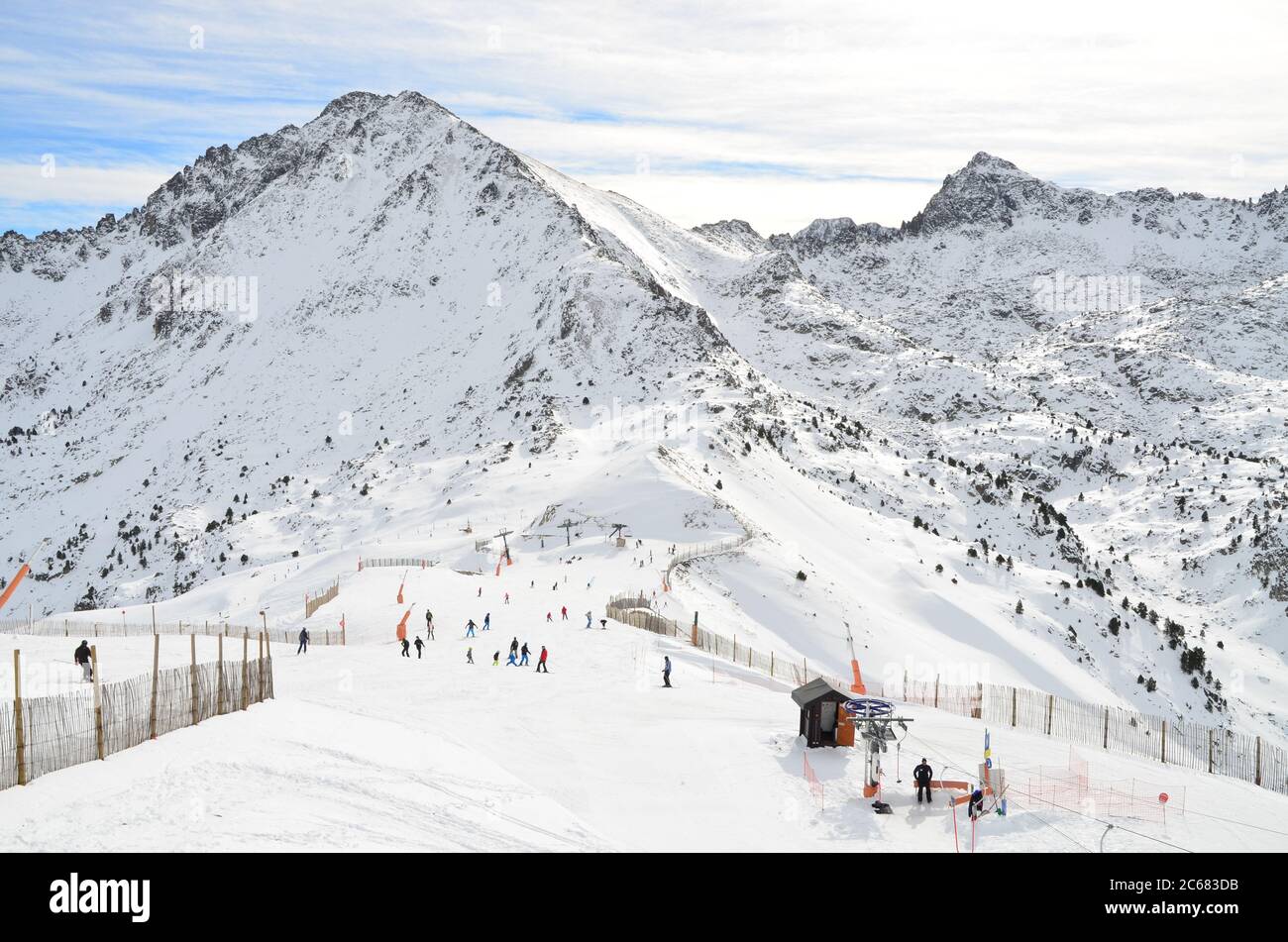 Skigebiet Grandvalira - Les Escaldes, Andorra Stockfoto