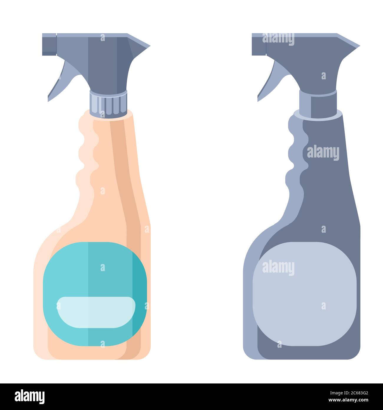 Aufkleber Set Flaschen auf weißem isolierten Hintergrund. Antiseptische Spray Mockup für Hygiene-Förderung, medizinische Poster. Haushaltswarenlager oder Lagerhaus Log Stock Vektor