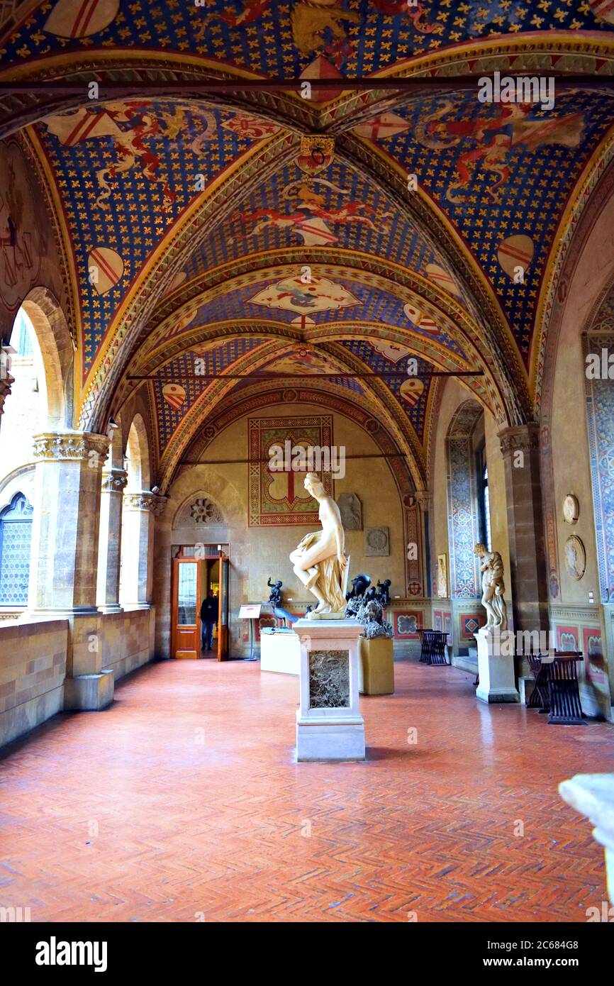 Bargello Nationalmuseum in Florenz in Italien erbaut 1255. Stockfoto