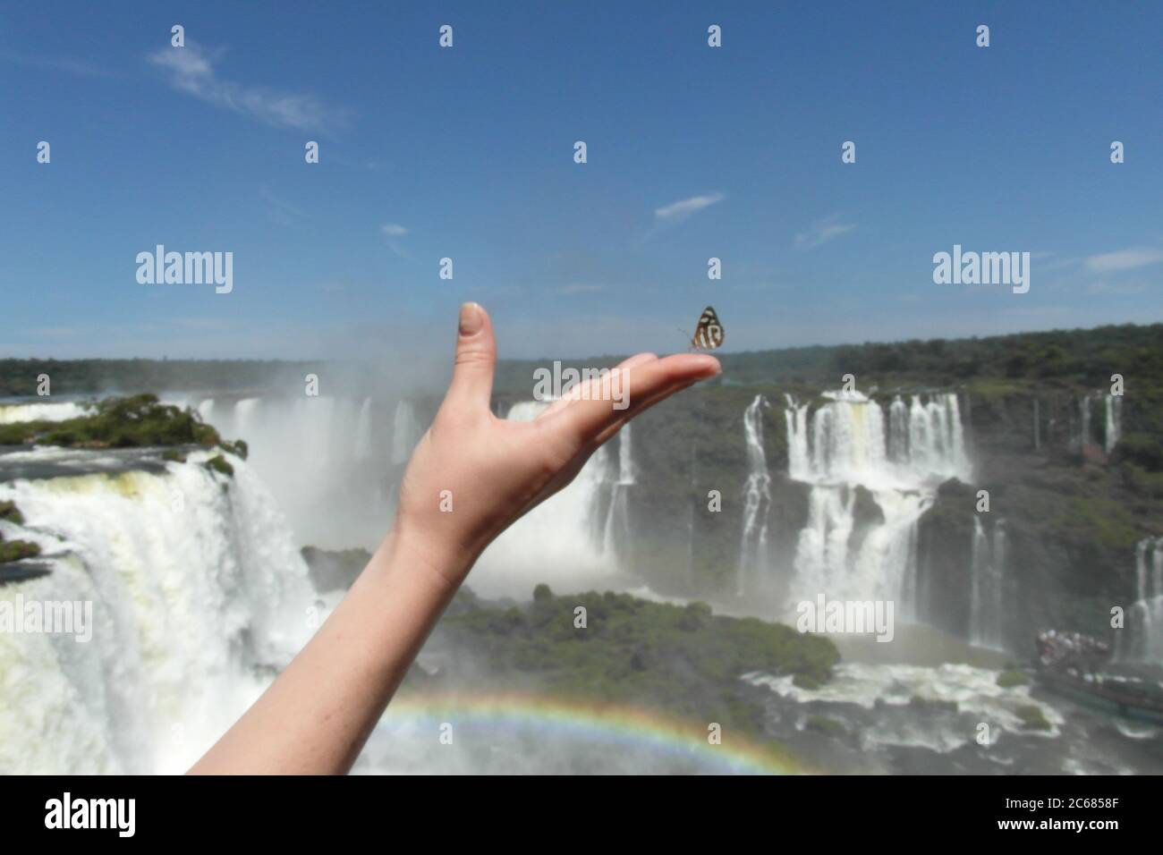 Schöne Natur von Brasilien: Wasserfälle Iguazu. Viel Wasser, Sonne und Glück Stockfoto
