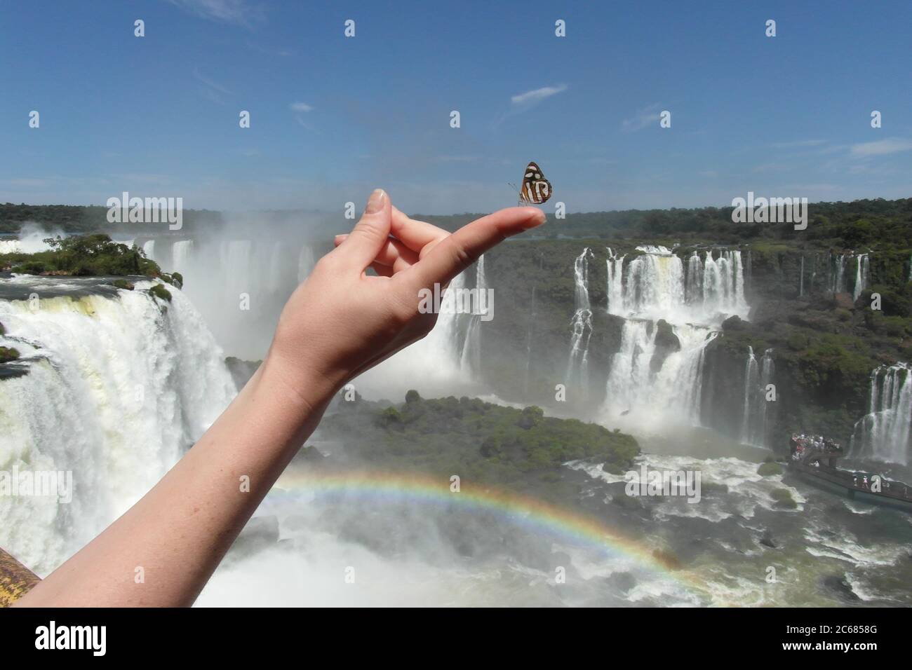 Schöne Natur von Brasilien: Wasserfälle Iguazu. Viel Wasser, Sonne und Glück Stockfoto