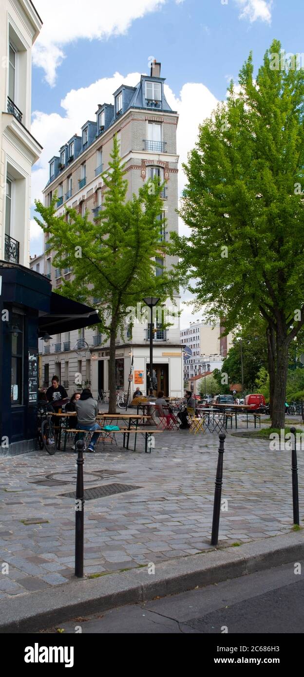 Ungewöhnliche Architektur, 20. Arrondissement, Paris, Frankreich Stockfoto