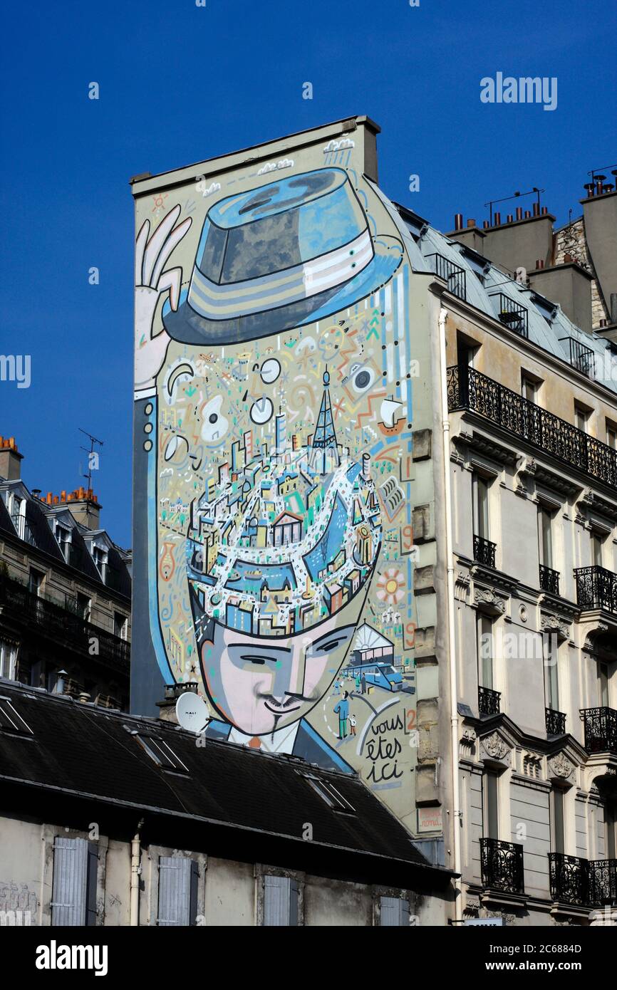 Wandbild an der Wand, Paris, Frankreich Stockfoto