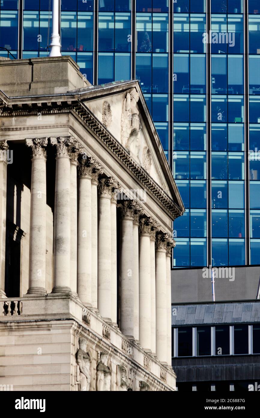 Architektur der Bank of England, London, England Stockfoto