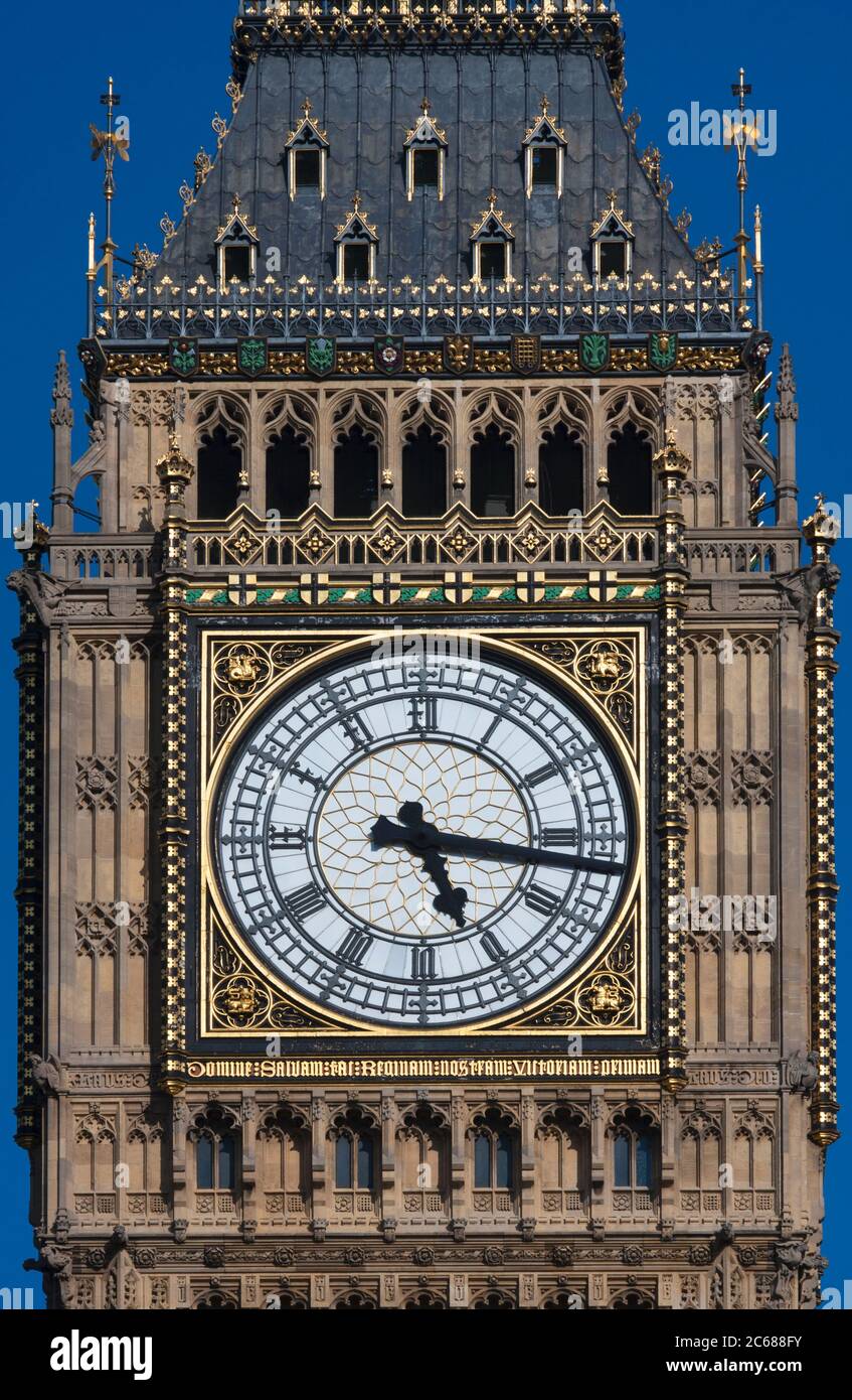 Nahaufnahme der Big Ben Uhr, London, England Stockfoto