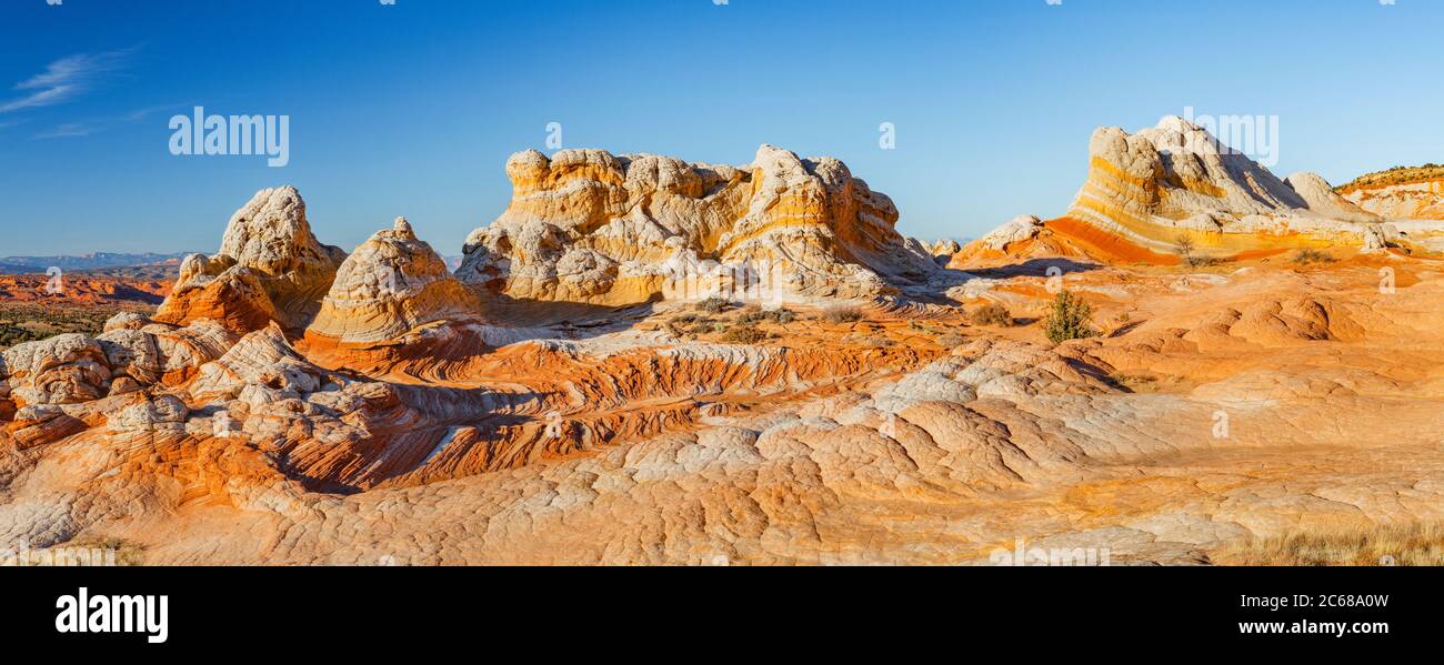 Blick auf die Felsen White Pocket Recreation Area, Vermilion Cliffs National Monument, Arizona, USA Stockfoto
