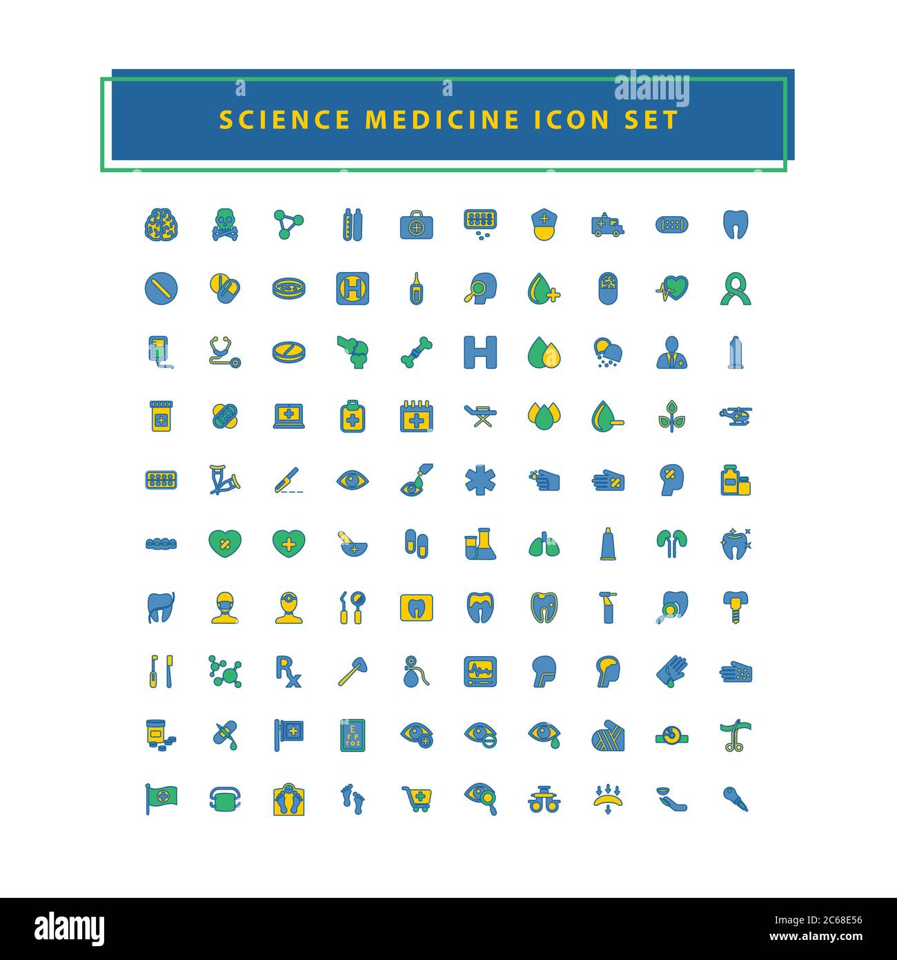 Satz von medizinischen Symbolen mit gefüllten Umrissstil Design Stock Vektor