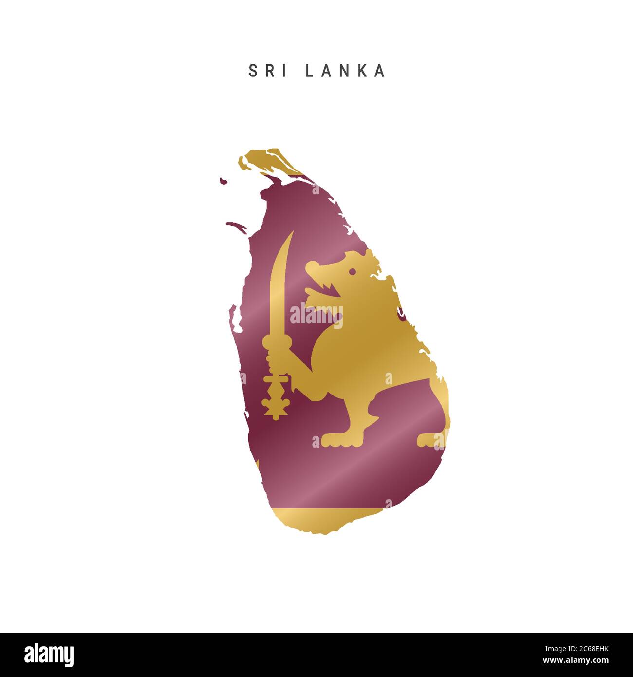 Detaillierte Flagge Karte von Sri Lanka. Vektorkarte mit maskierter Flagge. Stock Vektor
