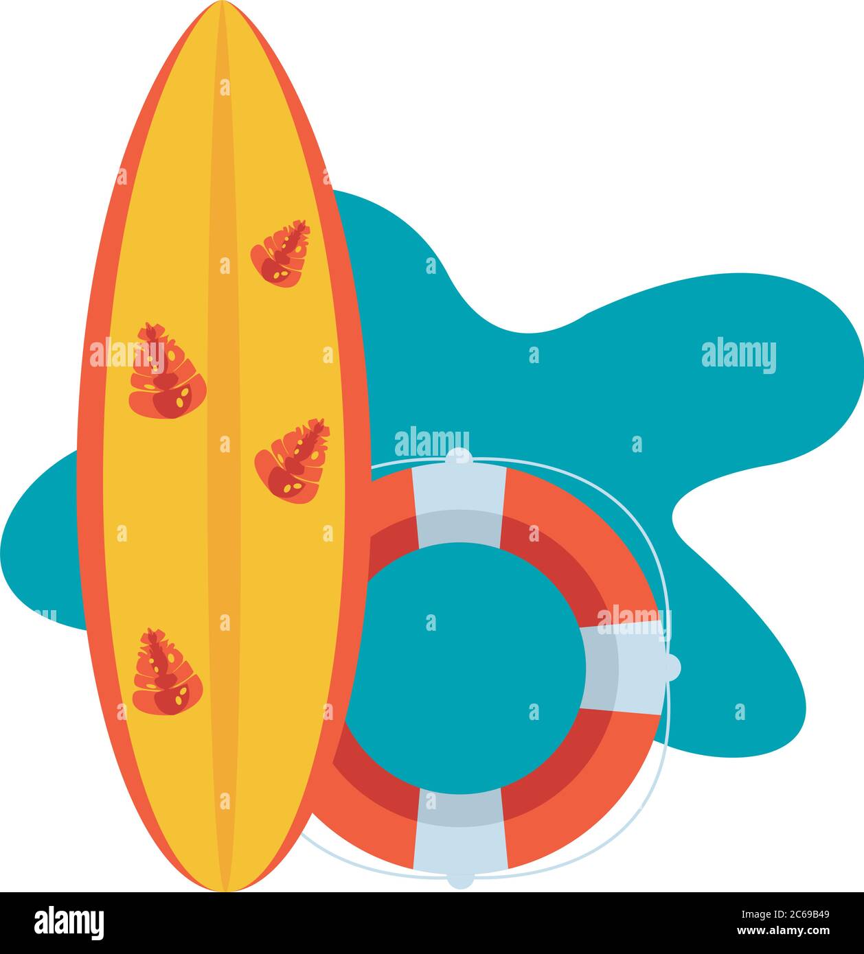 Surboard Sport und Schwimmer Rettungsschwimmer Ausrüstung Sommer Vektor Illustration Design Stock Vektor