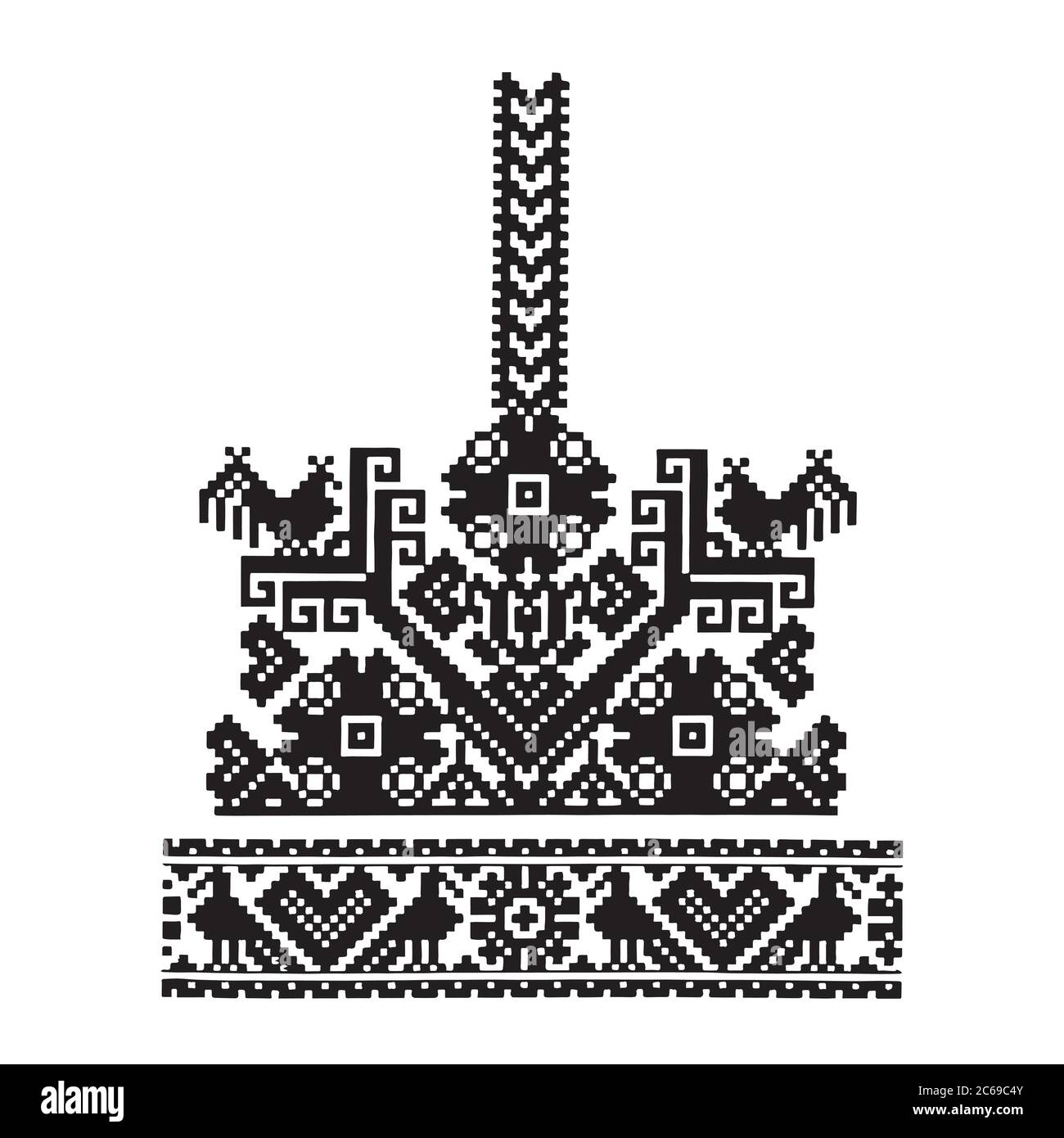 Traditionelle Lettische Schilderornament. Schwarz auf Weiß Vektor-Design. Baltische Länder Tradition Stock Vektor