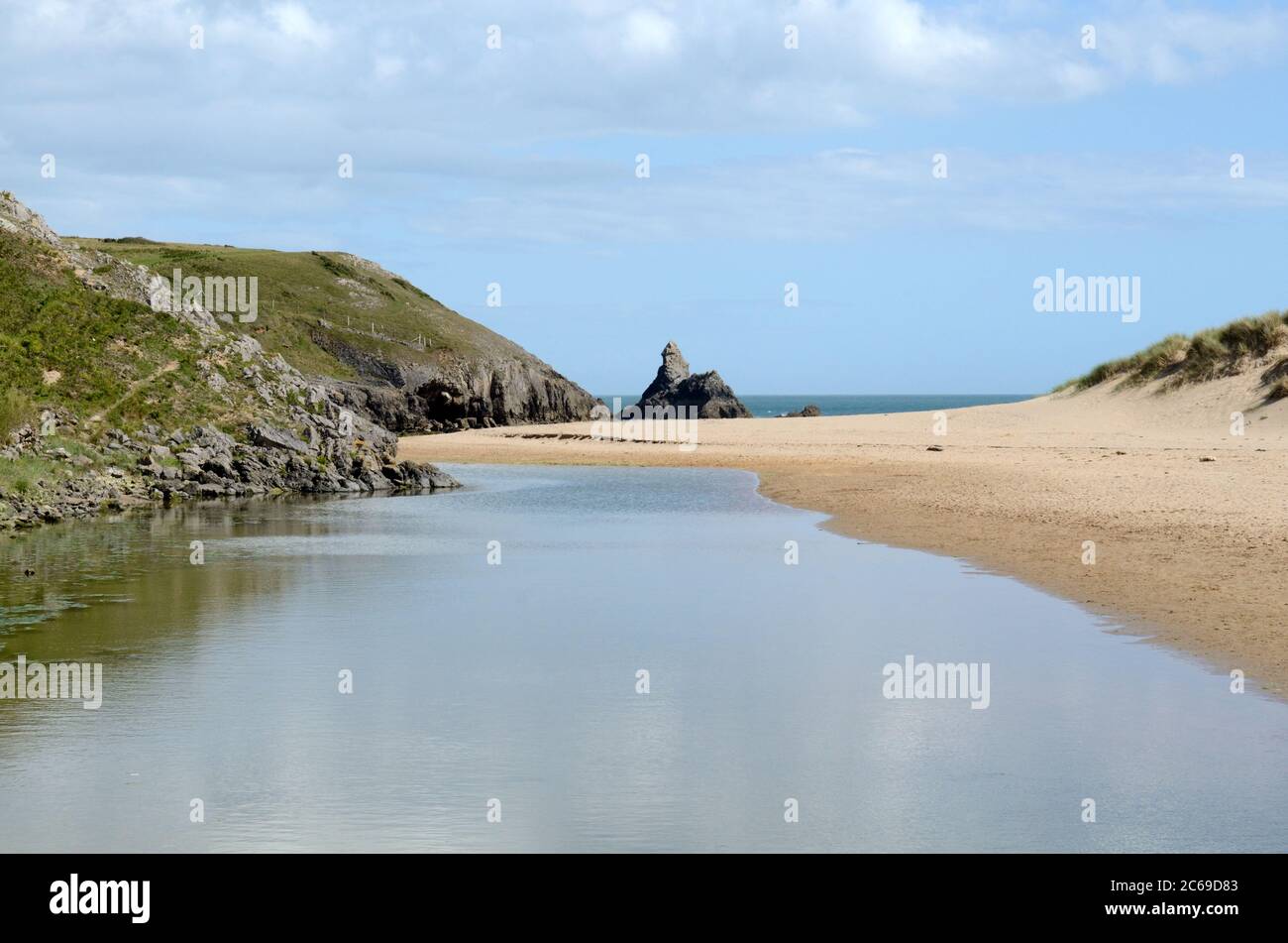 Broad HAVEN Beach South Bosherston Pembrokeshire Coast National Park Wales Cymru Großbritannien Stockfoto