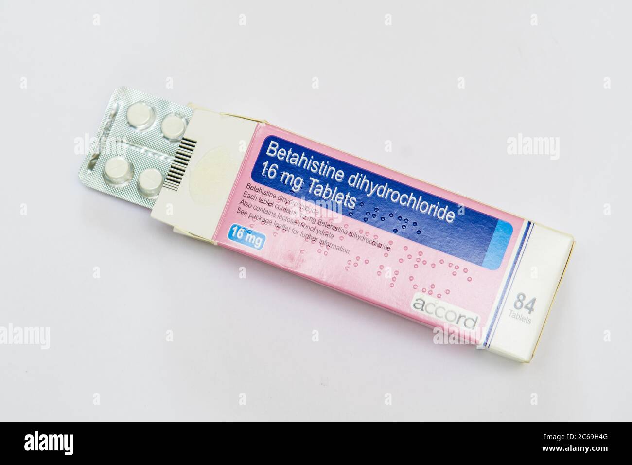 Betahistin zur Behandlung von Schwindel und meniere Krankheit. Stockfoto