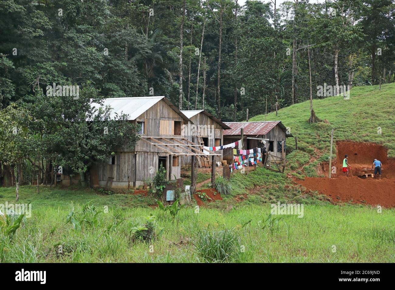 Häuser der ländlichen Bevölkerung, Costa Rica, Boca Tapada Stockfoto