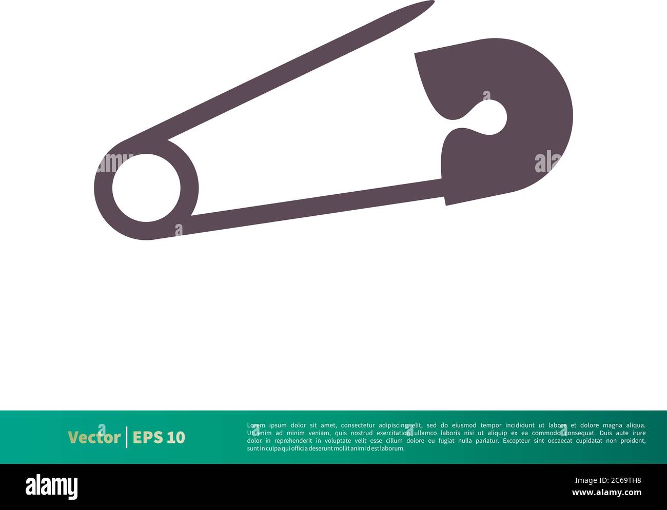 Sicherheitsnadel, Nähsymbol Vektor Logo Vorlage Illustration Design. Editierbarer Vektor EPS 10. Stock Vektor