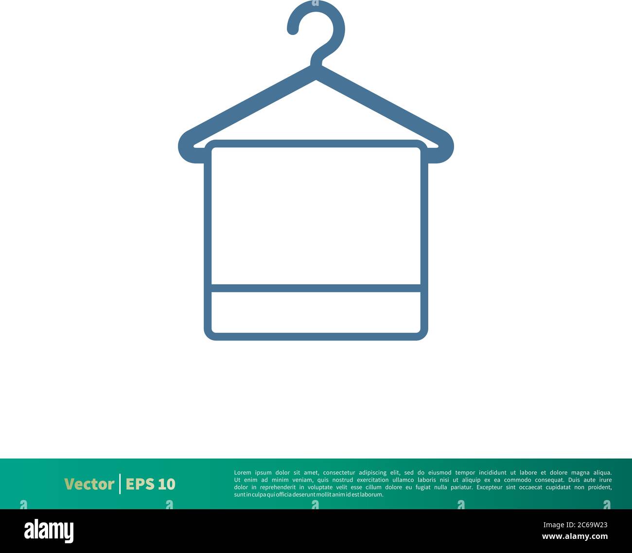 Handtuch und Kleiderbügel Symbol Vektor Logo Vorlage Illustration Design. Editierbarer Vektor EPS 10. Stock Vektor