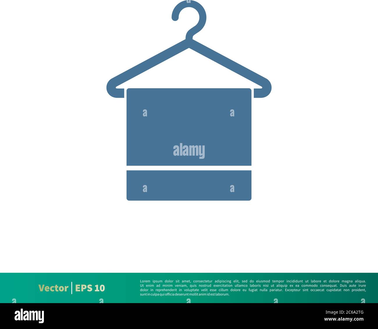 Handtuch und Kleiderbügel Symbol Vektor Logo Vorlage Illustration Design. Editierbarer Vektor EPS 10. Stock Vektor
