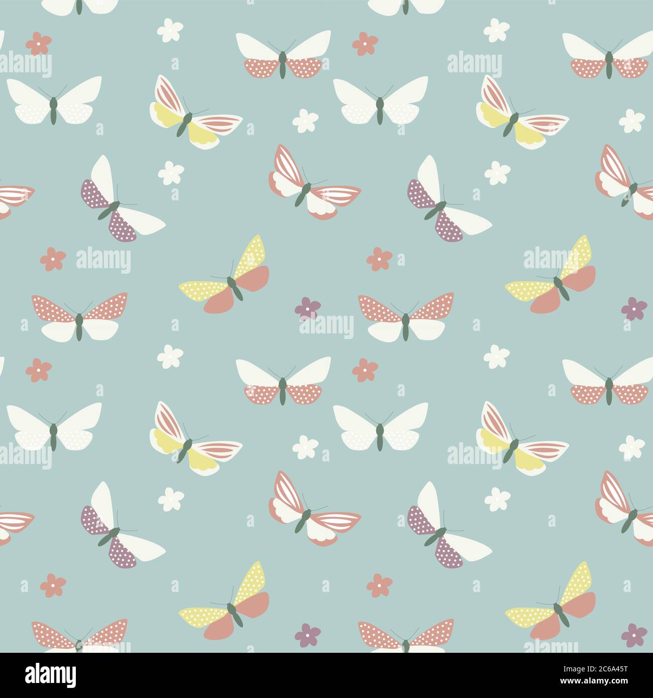 Abstrakt handgezeichnetes Schmetterling Nahtloses Muster. Vektorgrafik EPS10 Stock Vektor