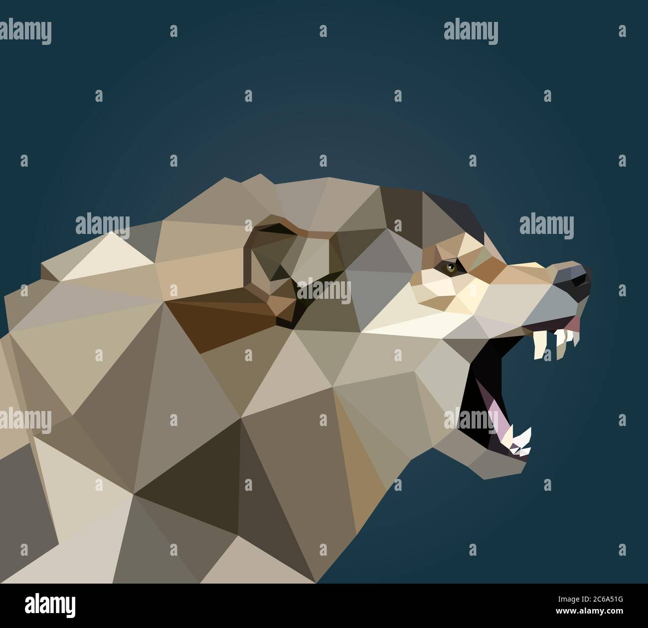 Low Poly Wolf Kunst, Wolf brüllen, Tier Low Poly Illustration, Gradient Hintergrund Vorlage, Poster, Vektor Stock Vektor