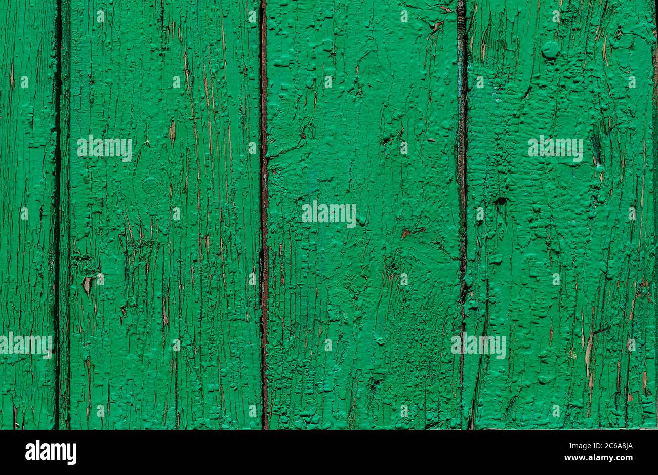 Textur von Holzbrettern in grüner Farbe lackiert Stockfoto