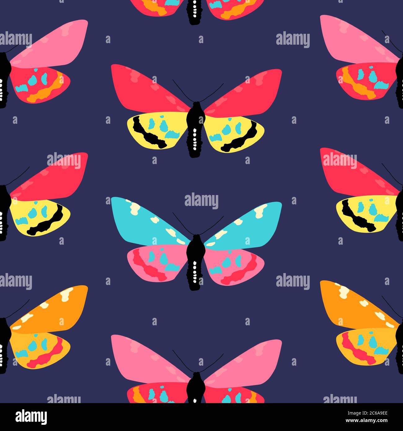 Abstrakt handgezeichnetes Schmetterling Nahtloses Muster. Vektorgrafik EPS10 Stock Vektor