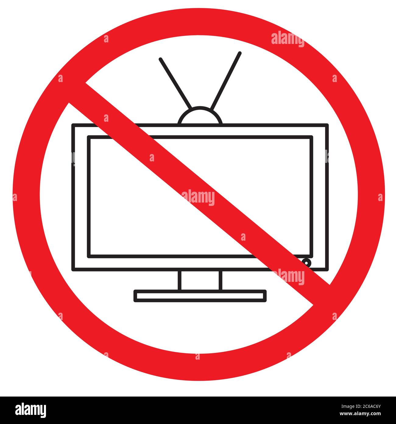 Verbotsschild TV Ist Verboten Schwarze Umrisszeichnung Roter Kreis