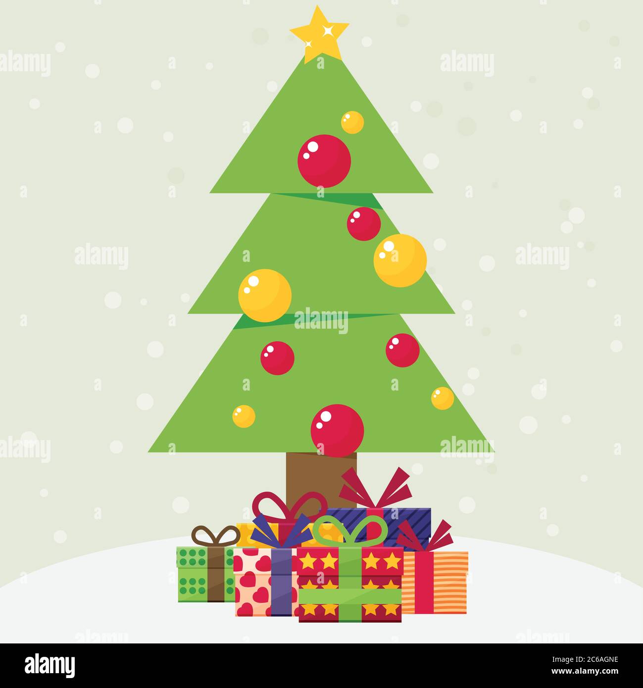 Weihnachtsbaum mit Geschenken. Stock Vektor